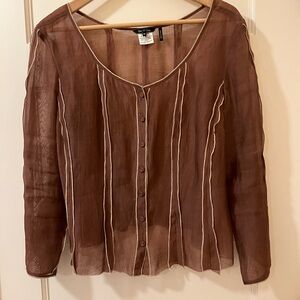 Nic + Zoe • Mauve Sheer Pleated Blouse • Women’s M • Button Front